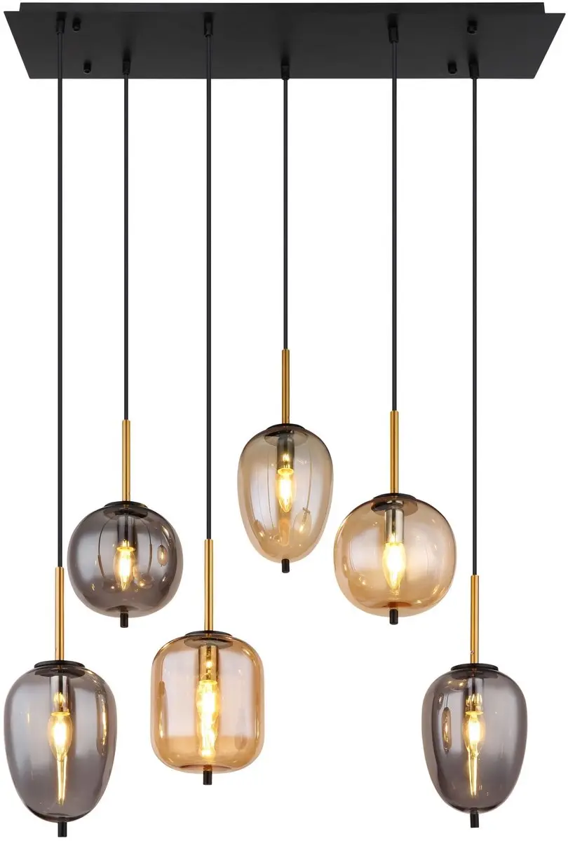 Globo Blacky Hanglamp - 6x E14 - Zwart