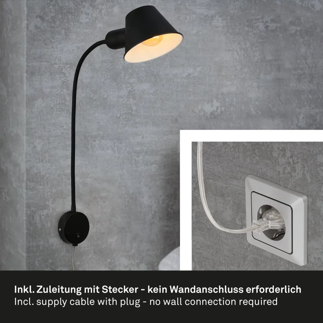 Briloner Bedlamp Wandlamp E27 10W - Zwart