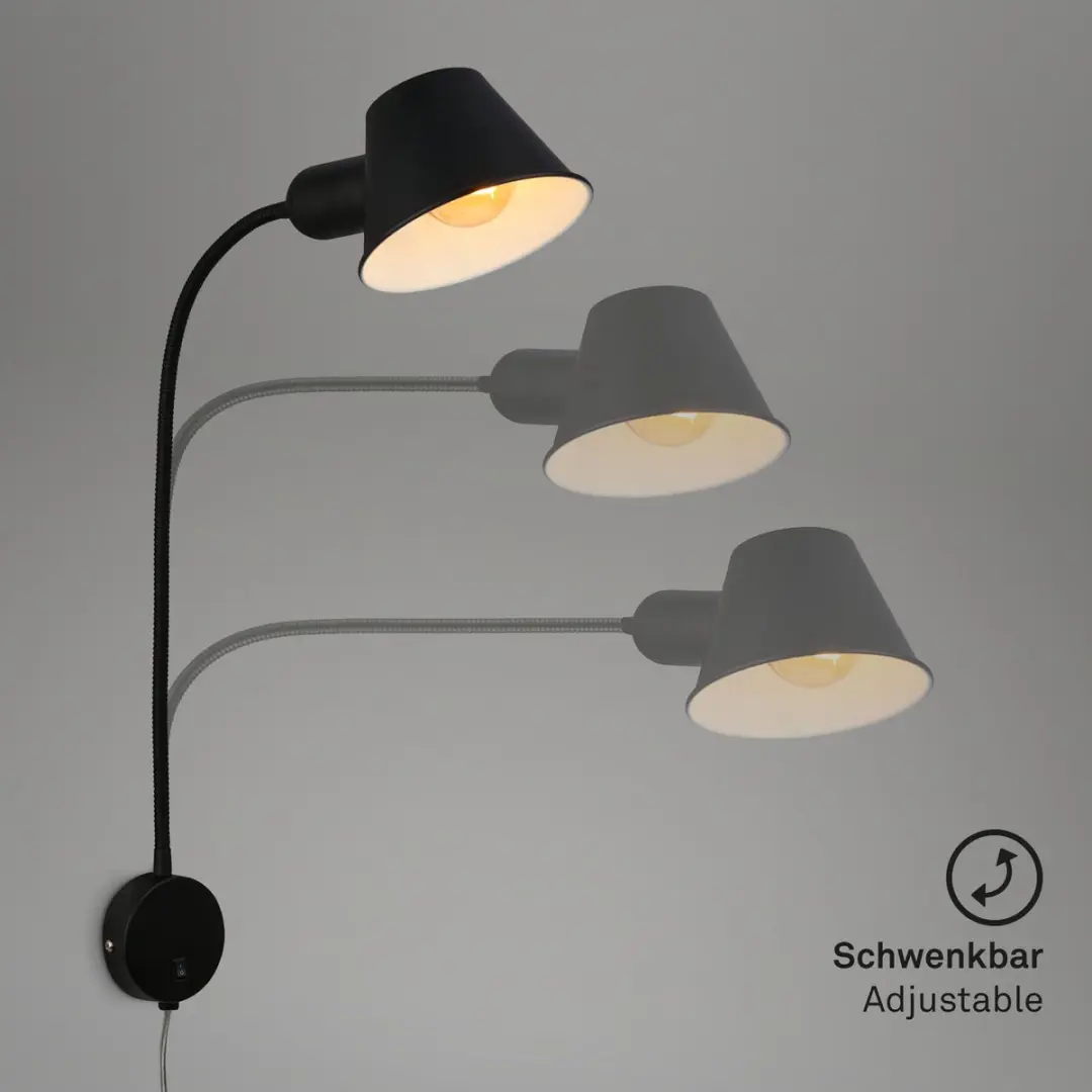 Briloner Bedlamp Wandlamp E27 10W - Zwart
