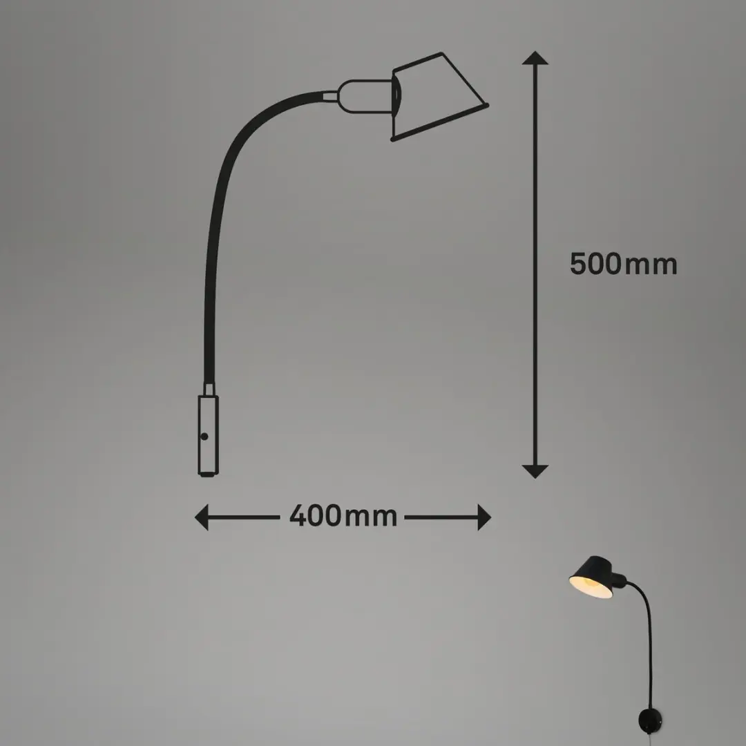 Briloner Bedlamp Wandlamp E27 10W - Zwart