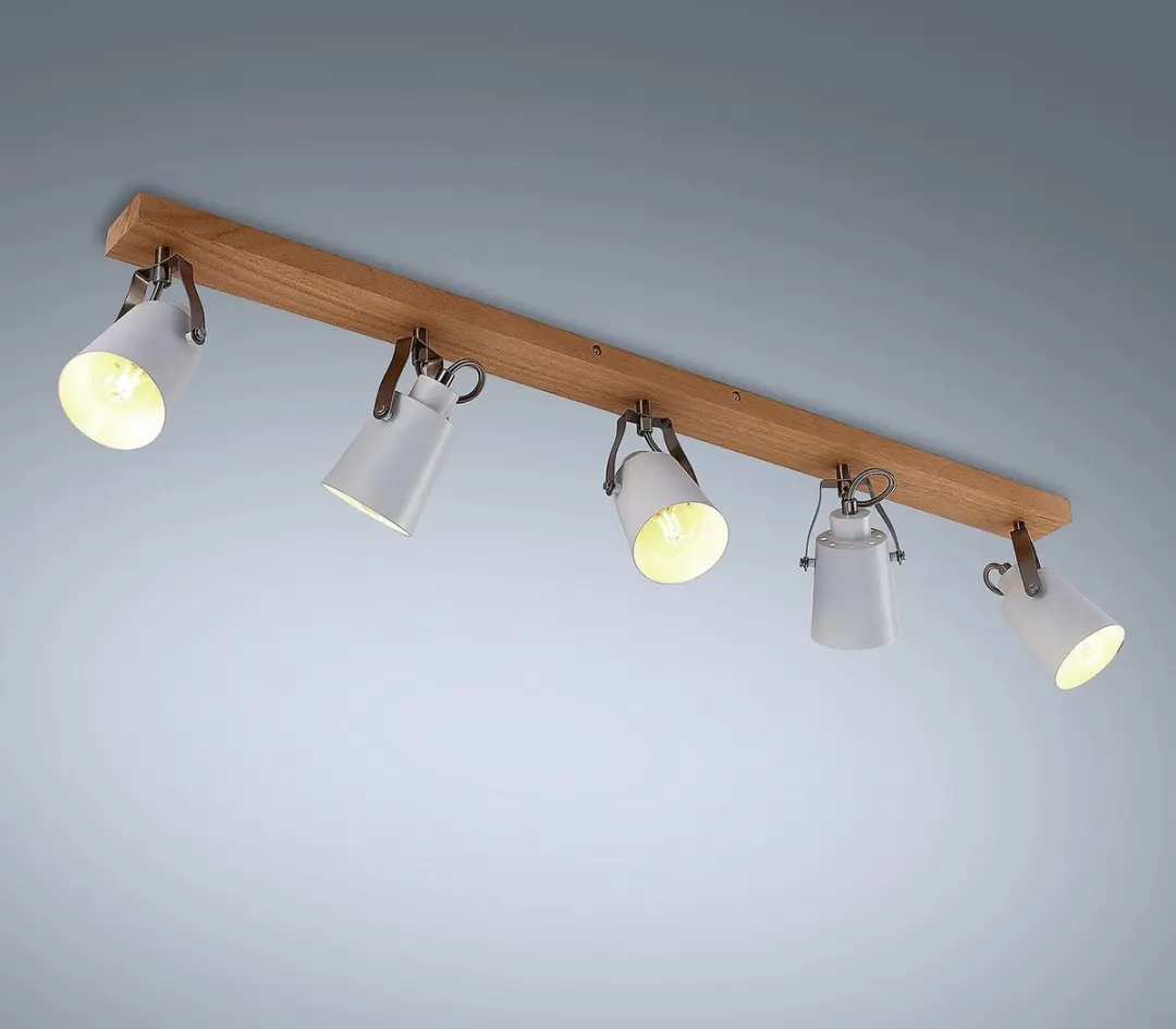 Lindby Plafondlamp 5-Lichts Metaal Hout - E14 - afbeelding 6 van 6
