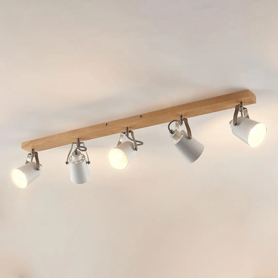 Lindby Plafondlamp 5-Lichts Metaal Hout - E14