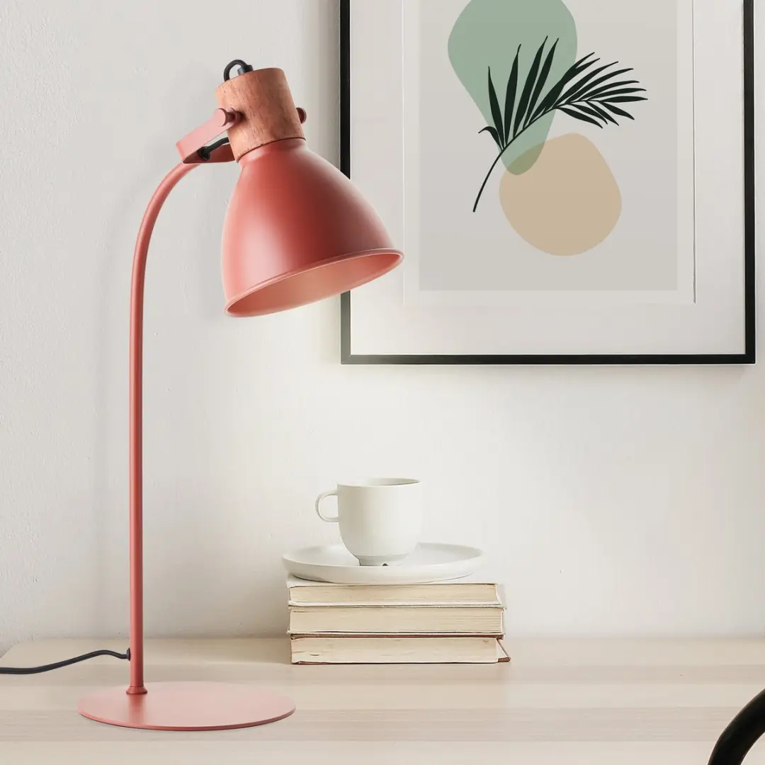 Brilliant Erena Tafellamp 52cm - Rood Metaal/Hout - 1x E27 40W