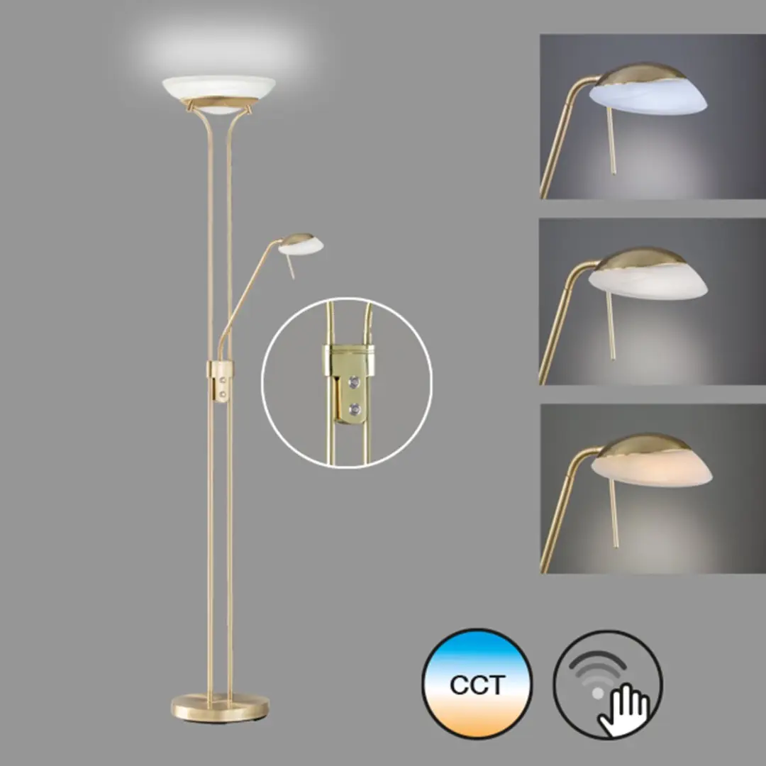 Fischer & Honsel Pool TW Klassieke Vloerlamp - LED 33W - Dimbaar - Goud/Messing