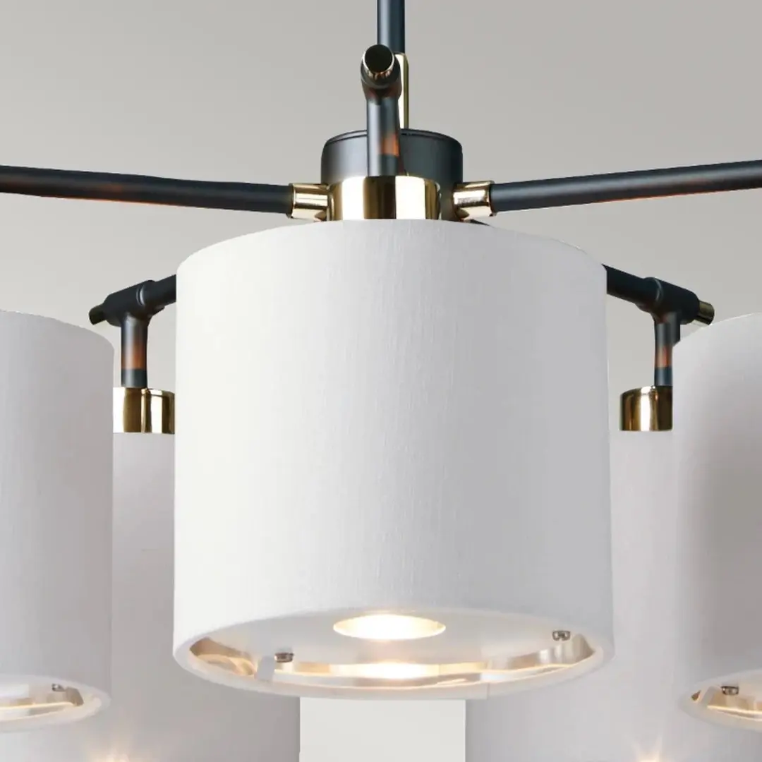 Elstead LED Kroonluchter 5x E27 40W - Dimbaar - Black/Polished Nickel - afbeelding 6 van 6