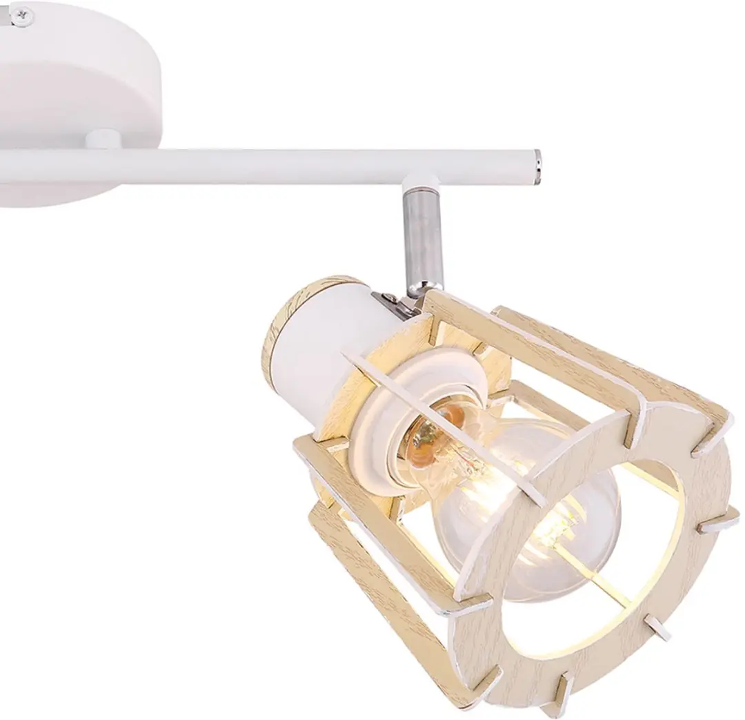 Globo Plafondlamp Hout Look 2x E27 - 36x17x18cm - Bruin - afbeelding 6 van 6