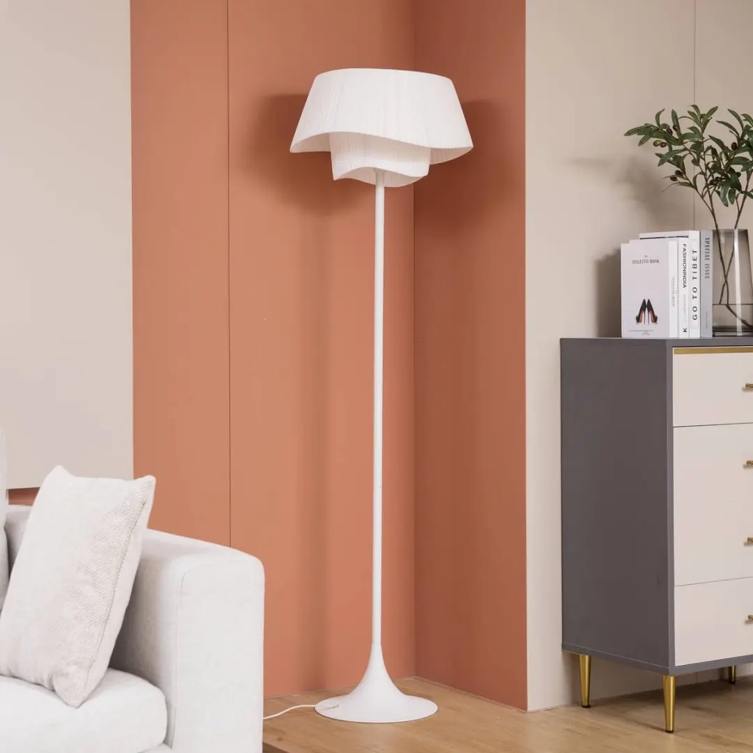 Lindby Vloerlamp IJzer Textiel 159.5cm - 1 Lichtpunt - Wit