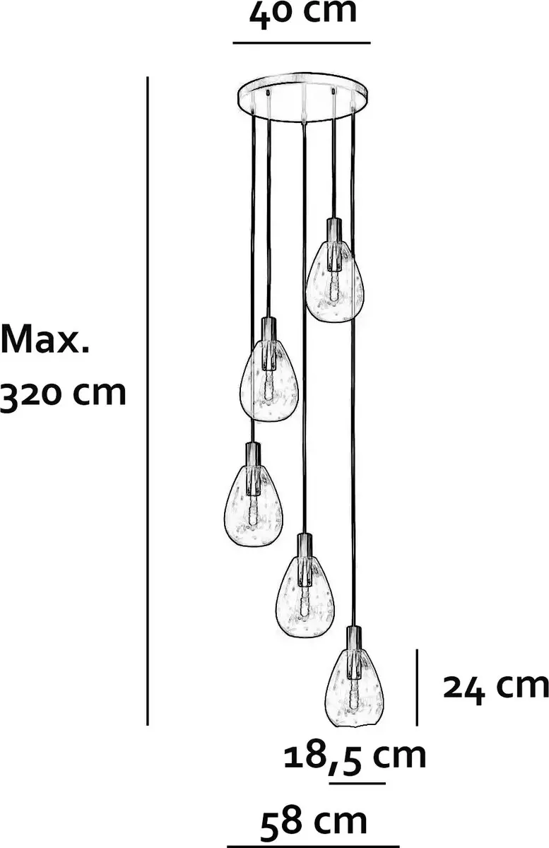 Freelight Dorato Hanglamp 3-lichts Ø40cm - Zwart/Goud