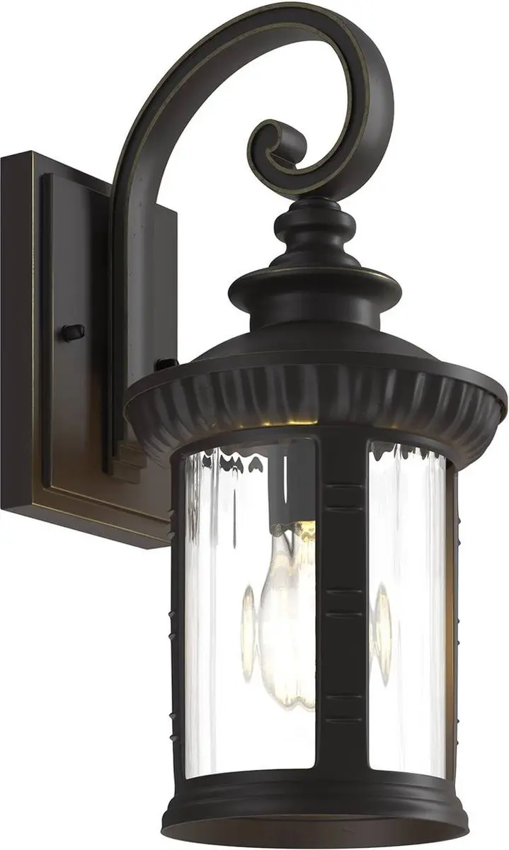 Lindby Wandlamp Buiten 1 Licht E27 - Bruin/Goud/Heldere Glas