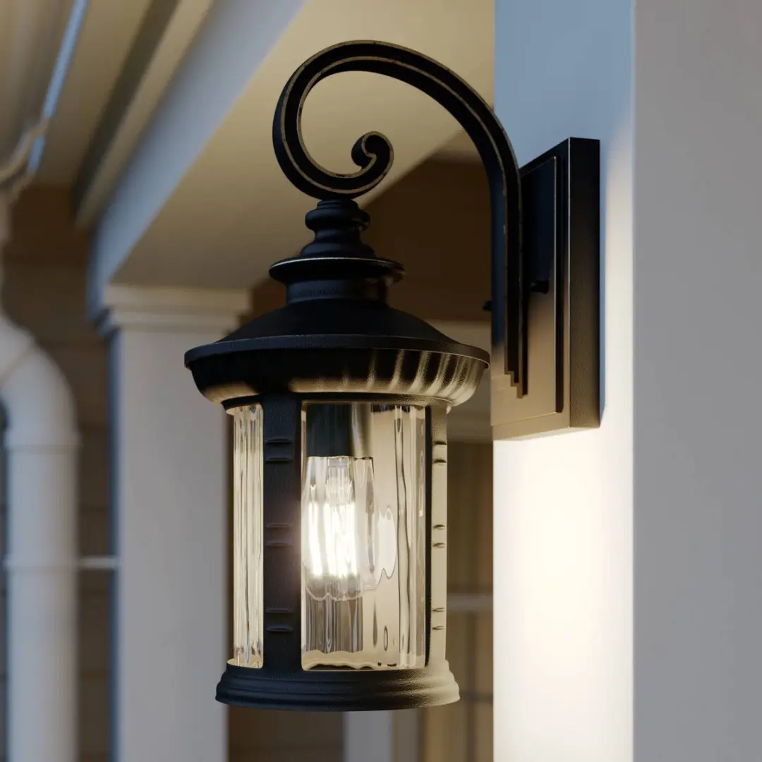 Lindby Wandlamp Buiten 1 Licht E27 - Bruin/Goud/Heldere Glas