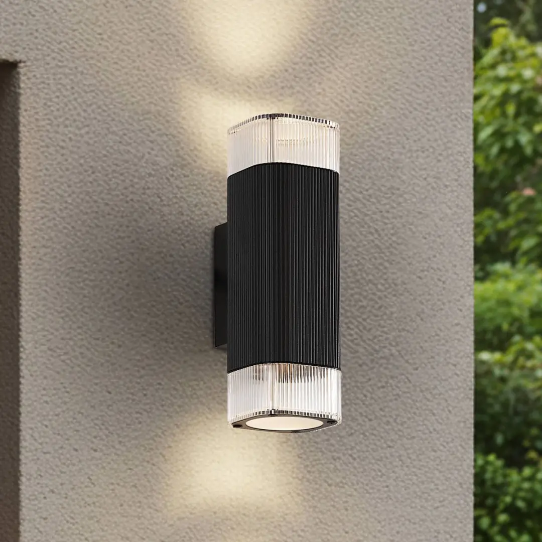 Lindby Wandlamp Buiten 2 Licht Metaal Acryl - Zwart