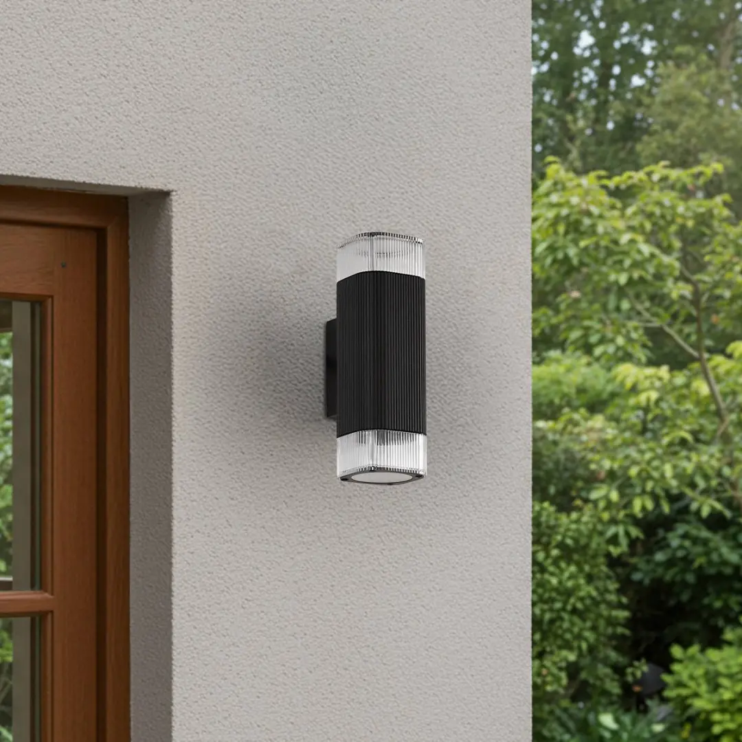 Lindby Wandlamp Buiten 2 Licht Metaal Acryl - Zwart