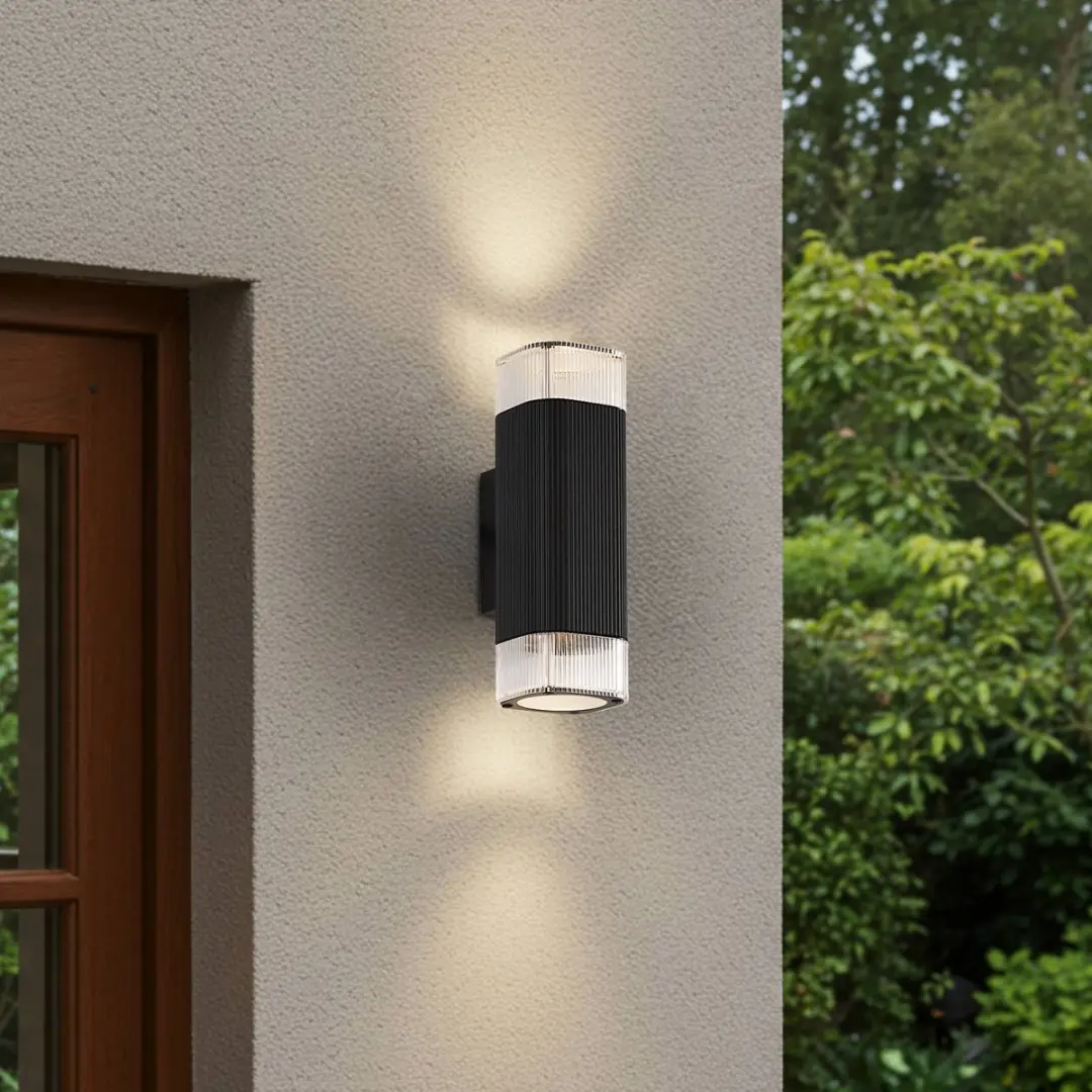 Lindby Wandlamp Buiten 2 Licht Metaal Acryl - Zwart