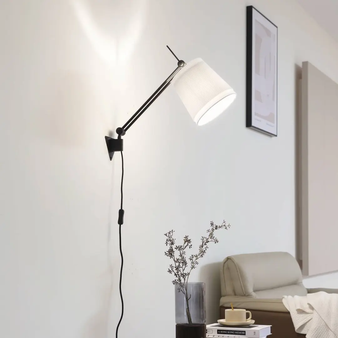 Lucande Wandlamp Metaal 1 Licht E27 - 66cm - Mat Zwart/Crème