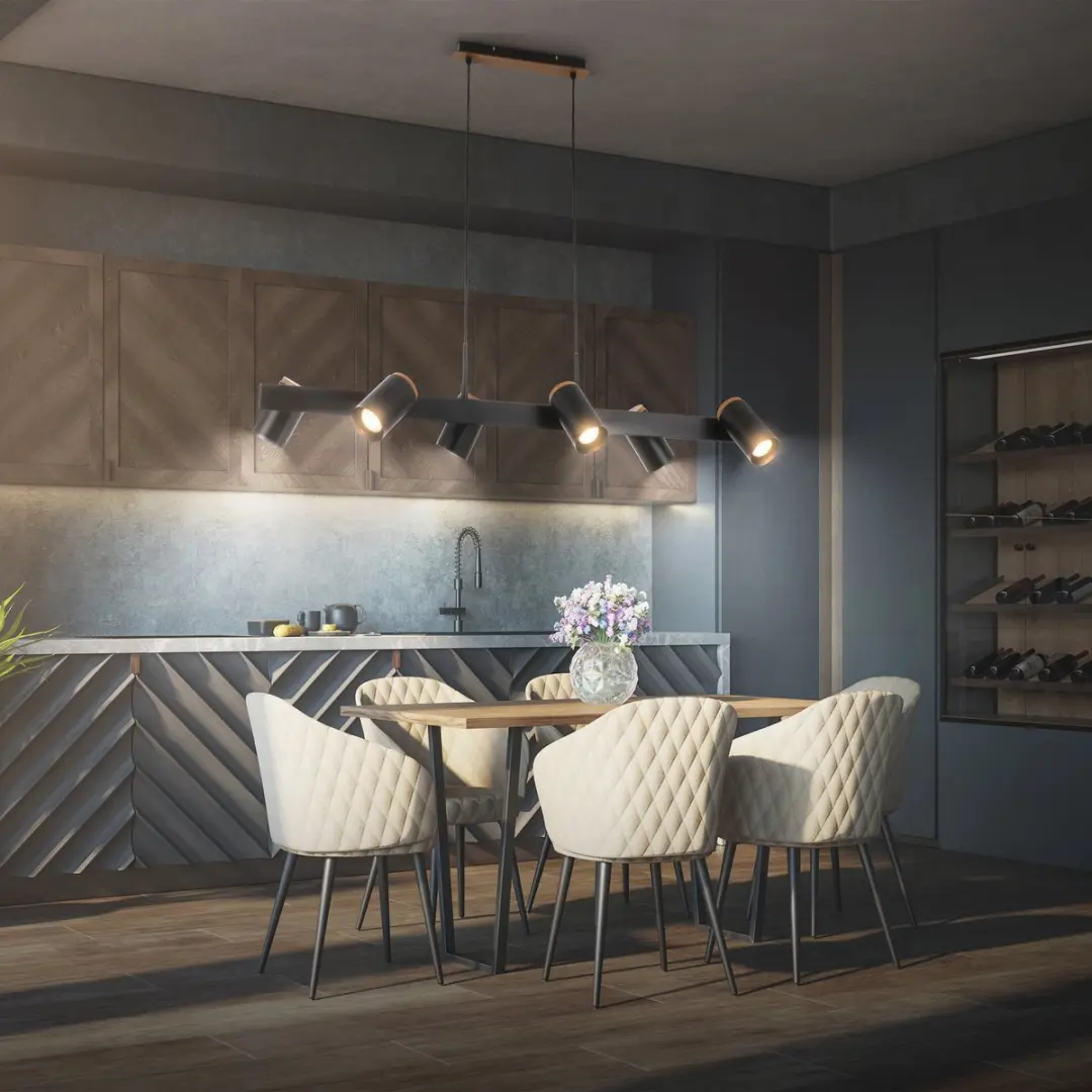 Briloner Duta Hanglamp 6x GU10 - 110x24,9x120cm - Zwart & Hout