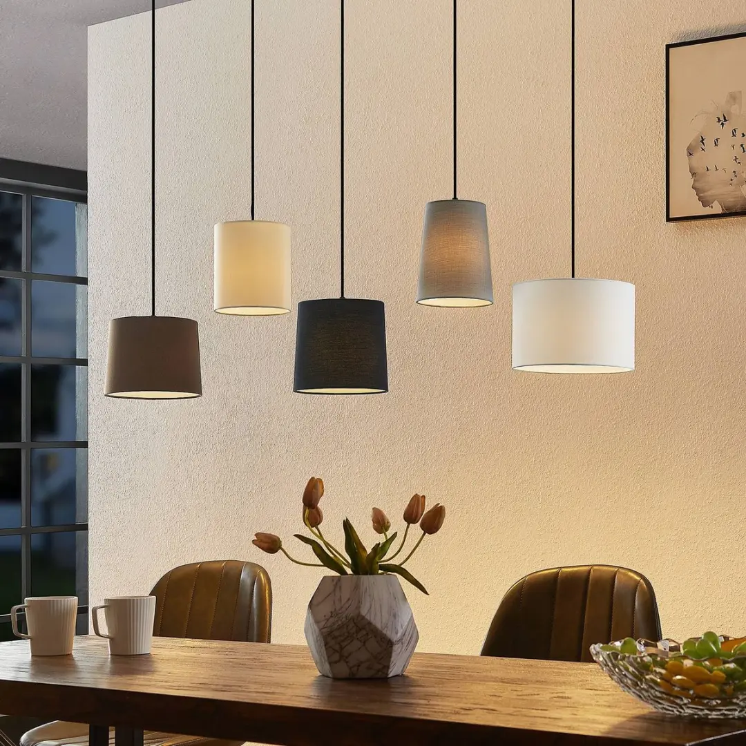 Lindby Hanglamp 5-lichts - Natuurlijk hout/Zwart/Grijs/Beige/Bruin/Wit