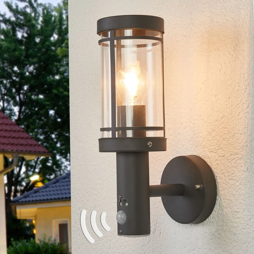 Lindby Wandlamp Buiten 1 Licht E27 - 33.4cm - Donkergrijs