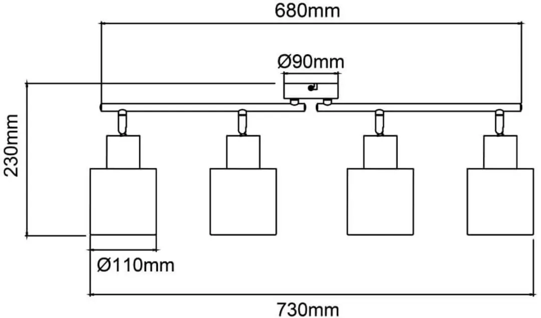 Brilliant Weald 4-vlams Spot - 4x E27 40W - Zwart/Rook/Hout