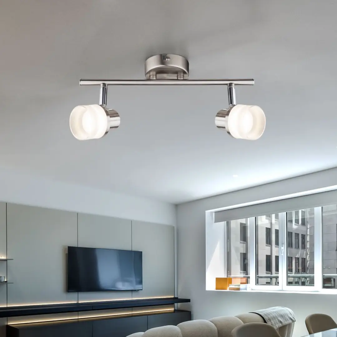 Globo Wandlamp 2 spots 3,5W Warm Wit - Zilver