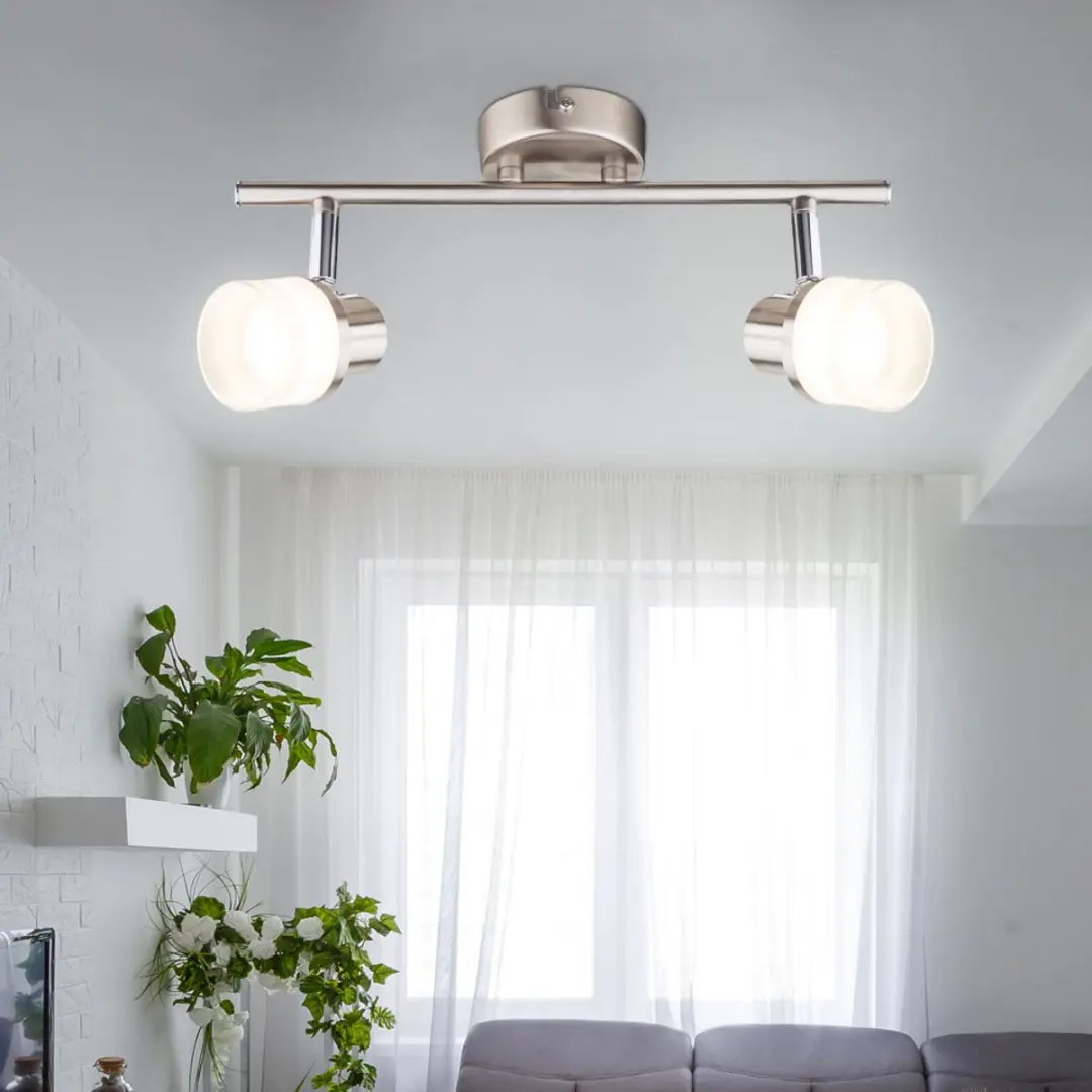 Globo Wandlamp 2 spots 3,5W Warm Wit - Zilver - afbeelding 6 van 6
