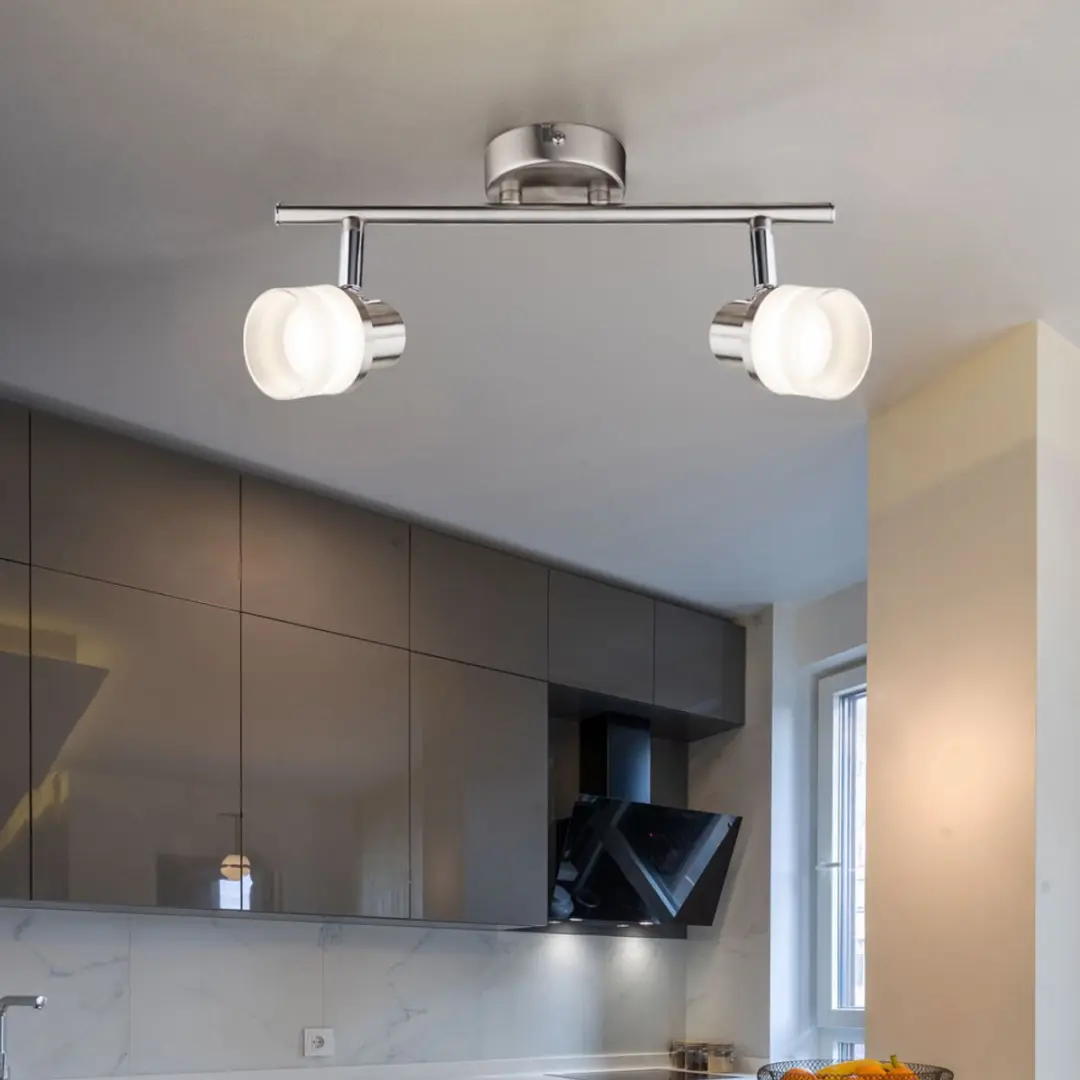 Globo Wandlamp 2 spots 3,5W Warm Wit - Zilver