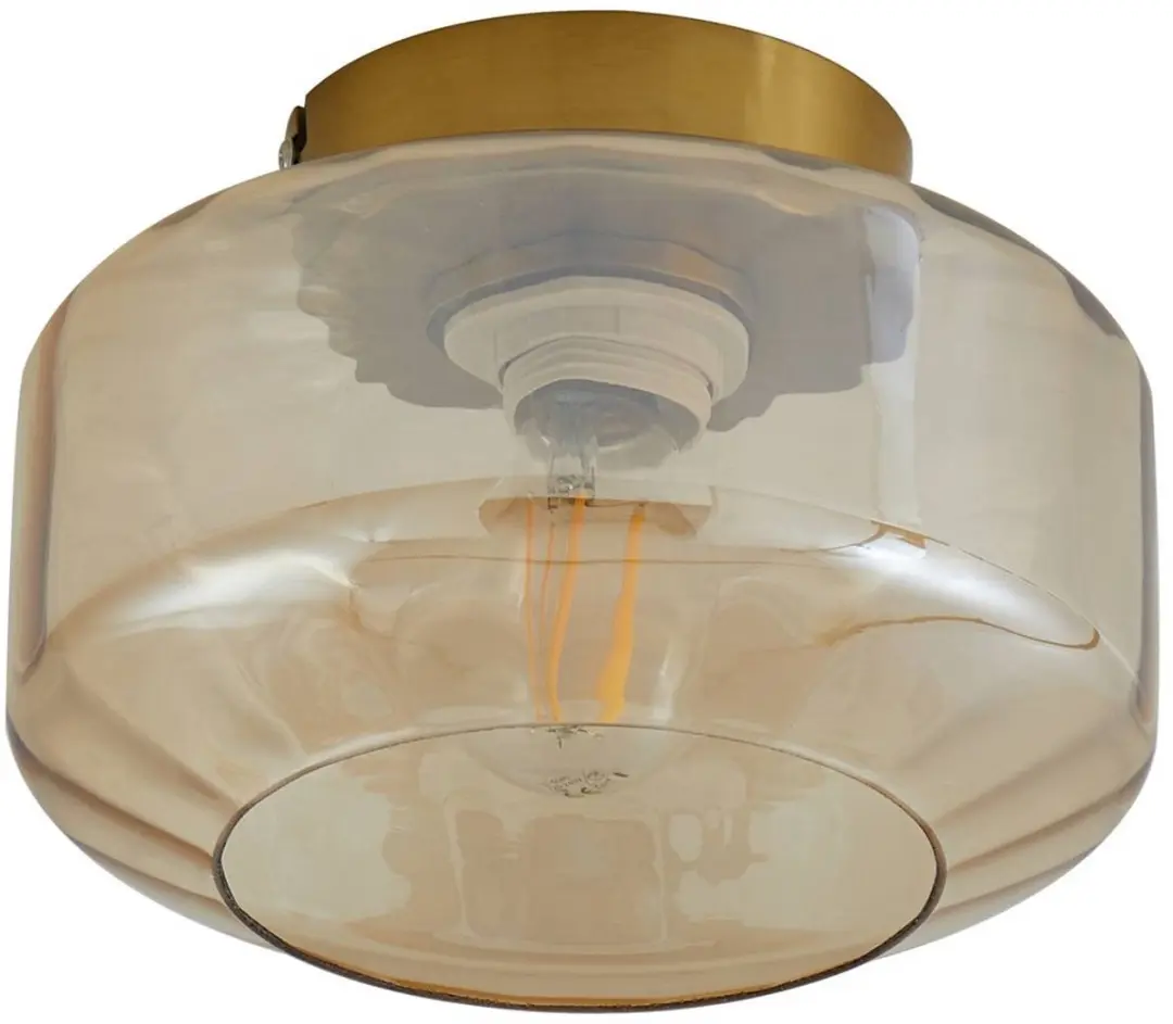 Lindby Plafondlamp 1 Licht - Ø22cm - Amber/Messing