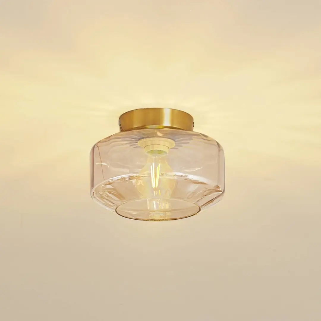 Lindby Plafondlamp 1 Licht - Ø22cm - Amber/Messing