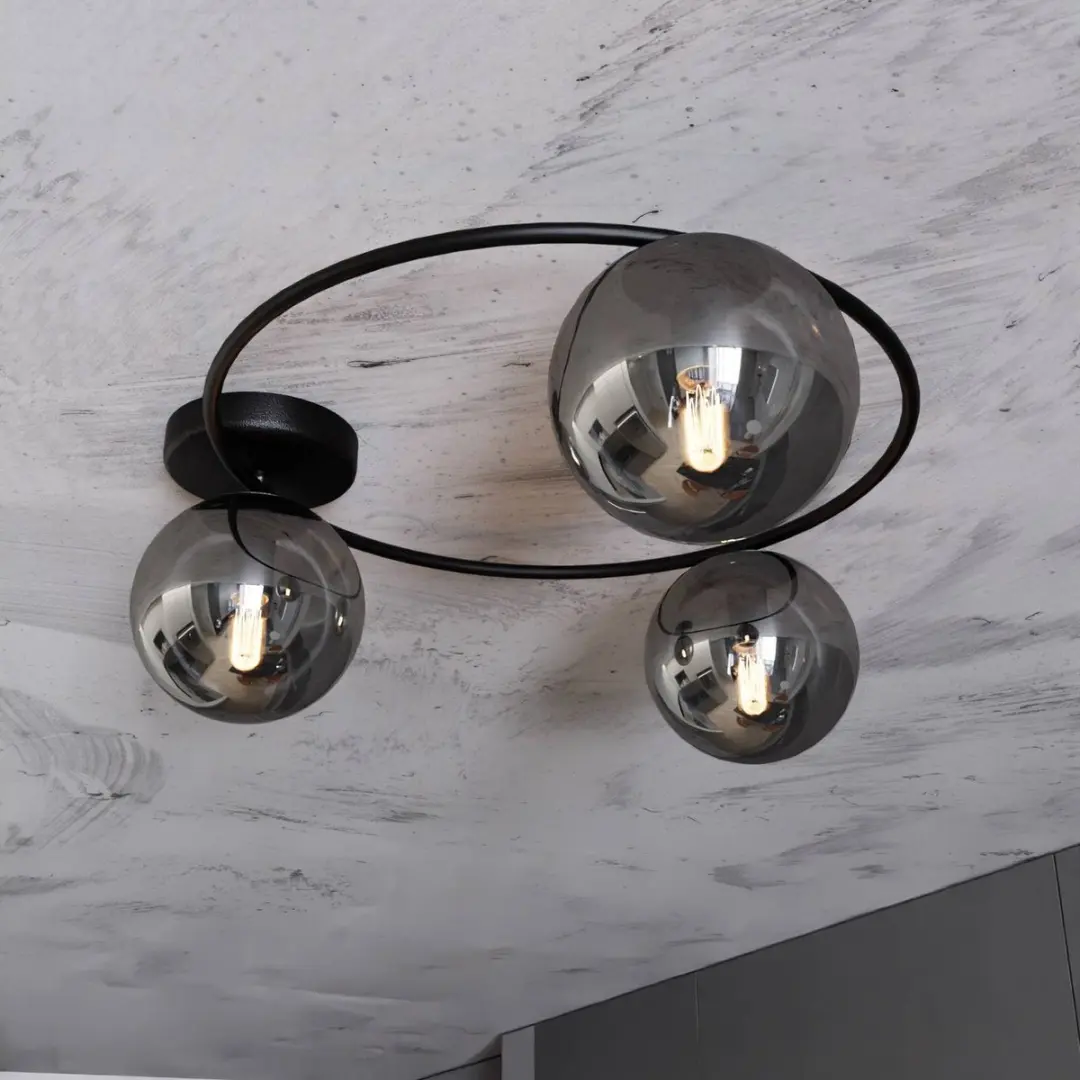 Euluna Plafondlamp 3-Lichts - Ø47cm - Zwart/Grafiet - afbeelding 6 van 6