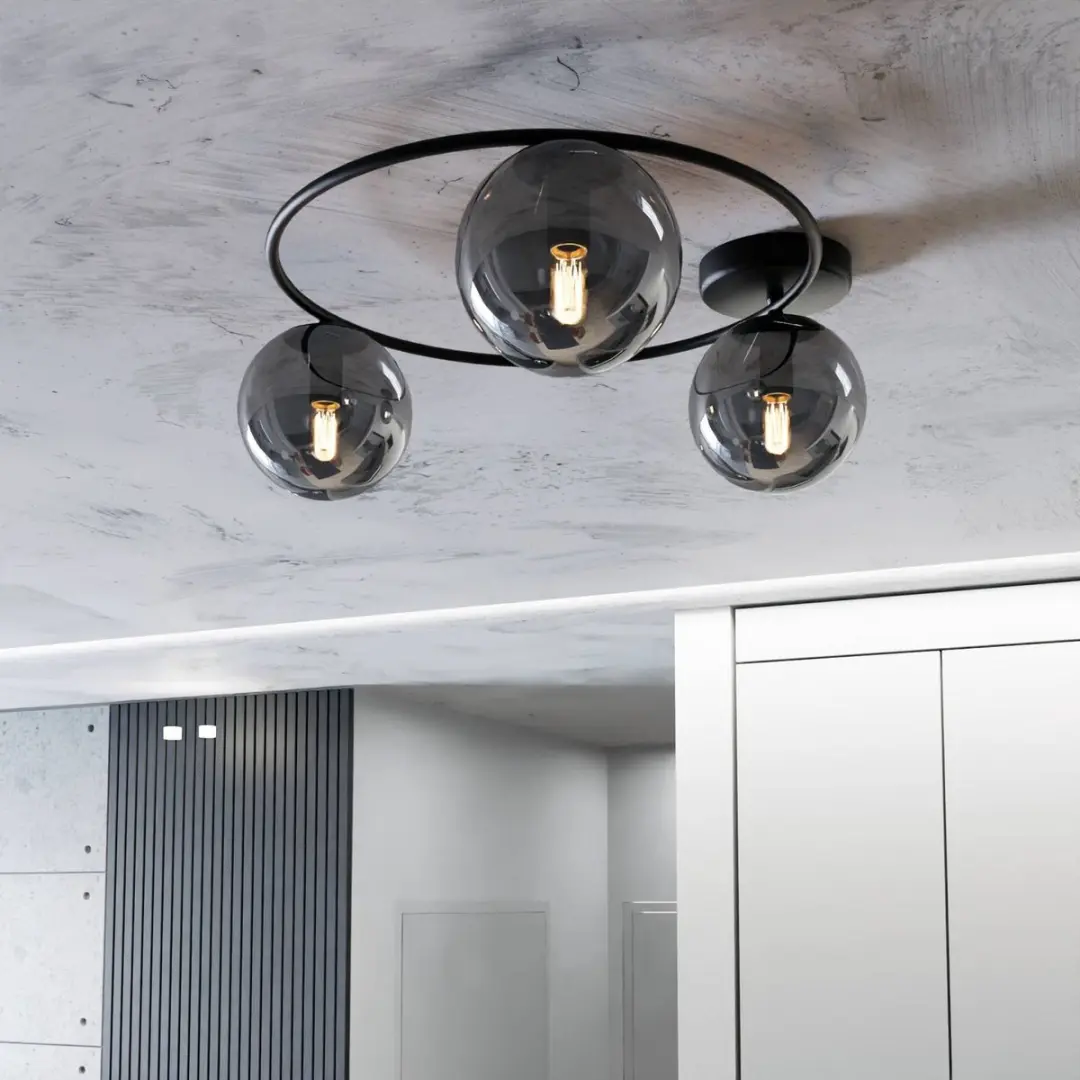 Euluna Plafondlamp 3-Lichts - Ø47cm - Zwart/Grafiet