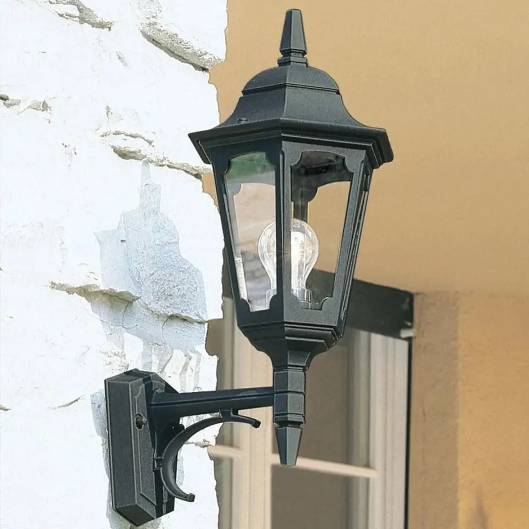 Elstead LED Wandlamp Parish E27 60W IP44 - Dimbaar - Zwart