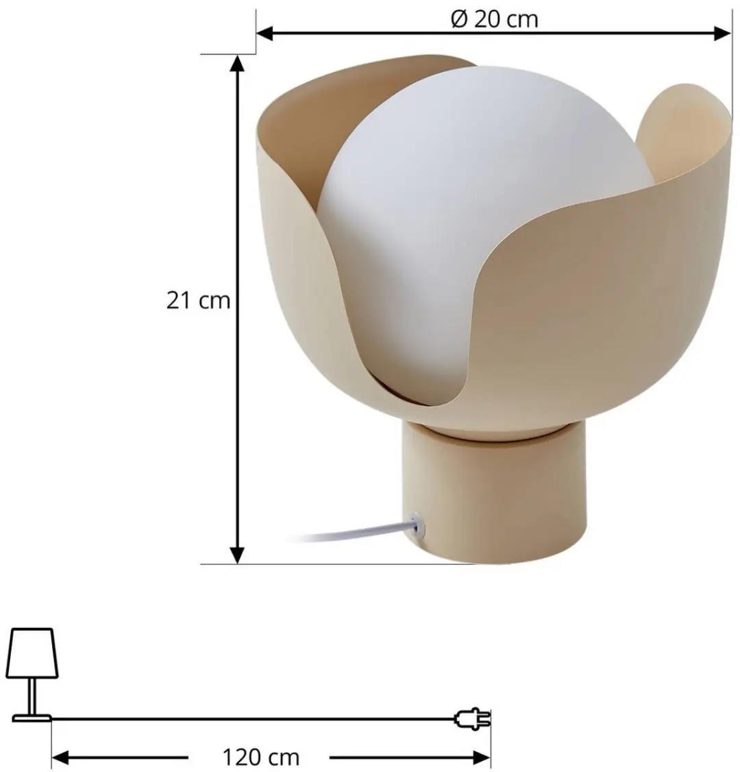 Lindby Tafellamp 1 Licht Glas - 20cm - Beige/Wit - afbeelding 6 van 6