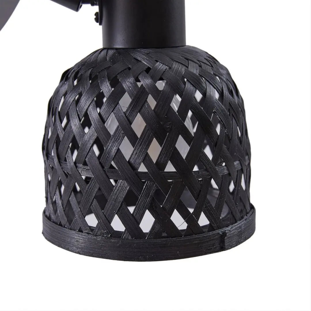 Lindby Wandlamp Bamboe Metaal 10W E14 - Zwart