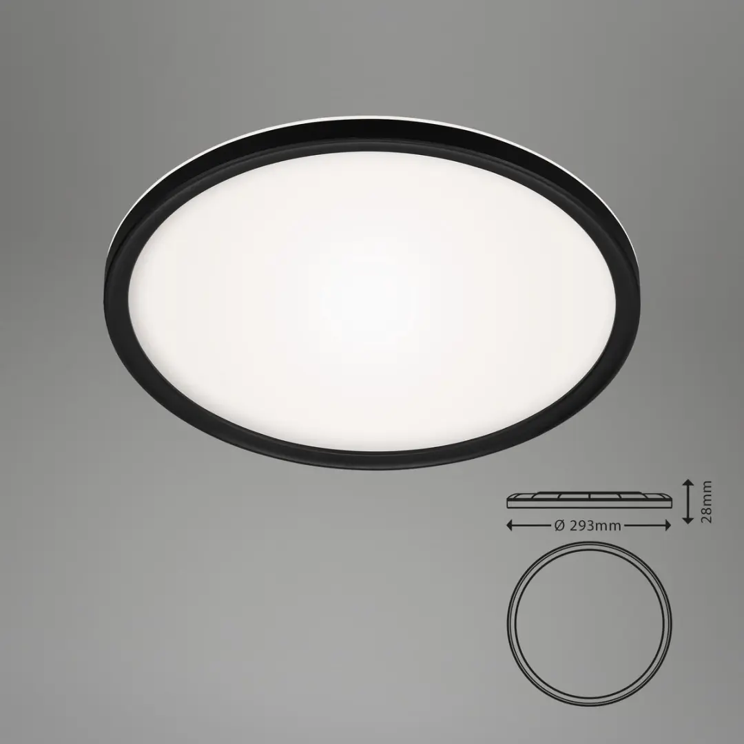Briloner Slim LED Plafonnière 18W - Ø29.3cm - Zwart/Wit