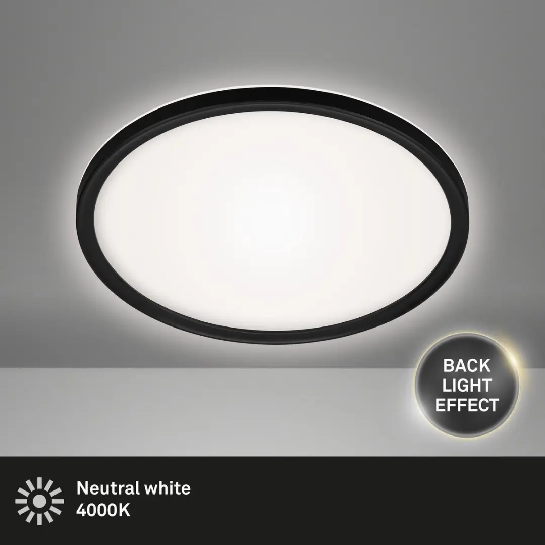 Briloner Slim LED Plafonnière 18W - Ø29.3cm - Zwart/Wit