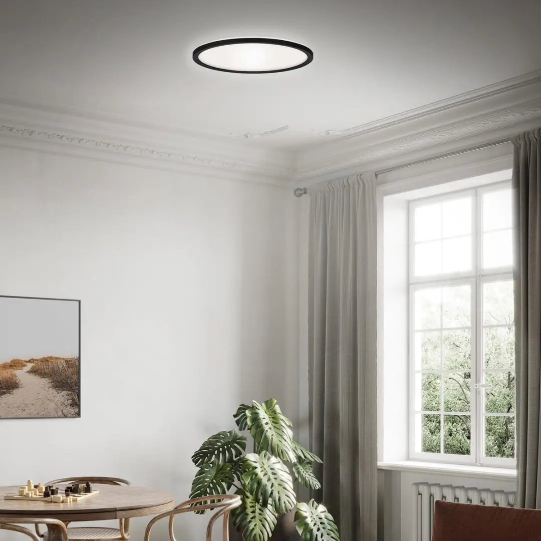 Briloner Slim LED Plafonnière 18W - Ø29.3cm - Zwart/Wit