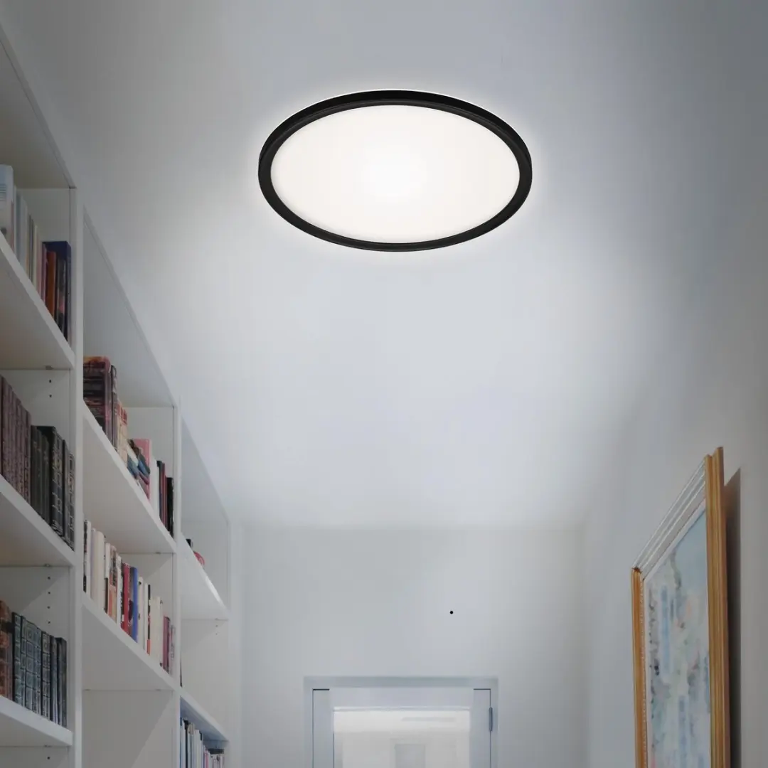 Briloner Slim LED Plafonnière 18W - Ø29.3cm - Zwart/Wit