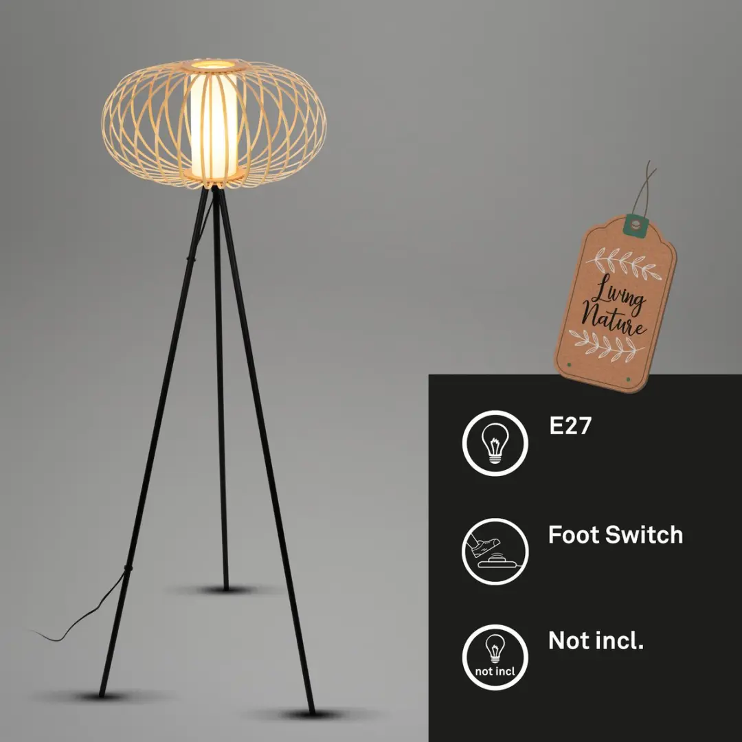 Briloner Rotti Vloerlamp - 153 cm - Houtkleurig