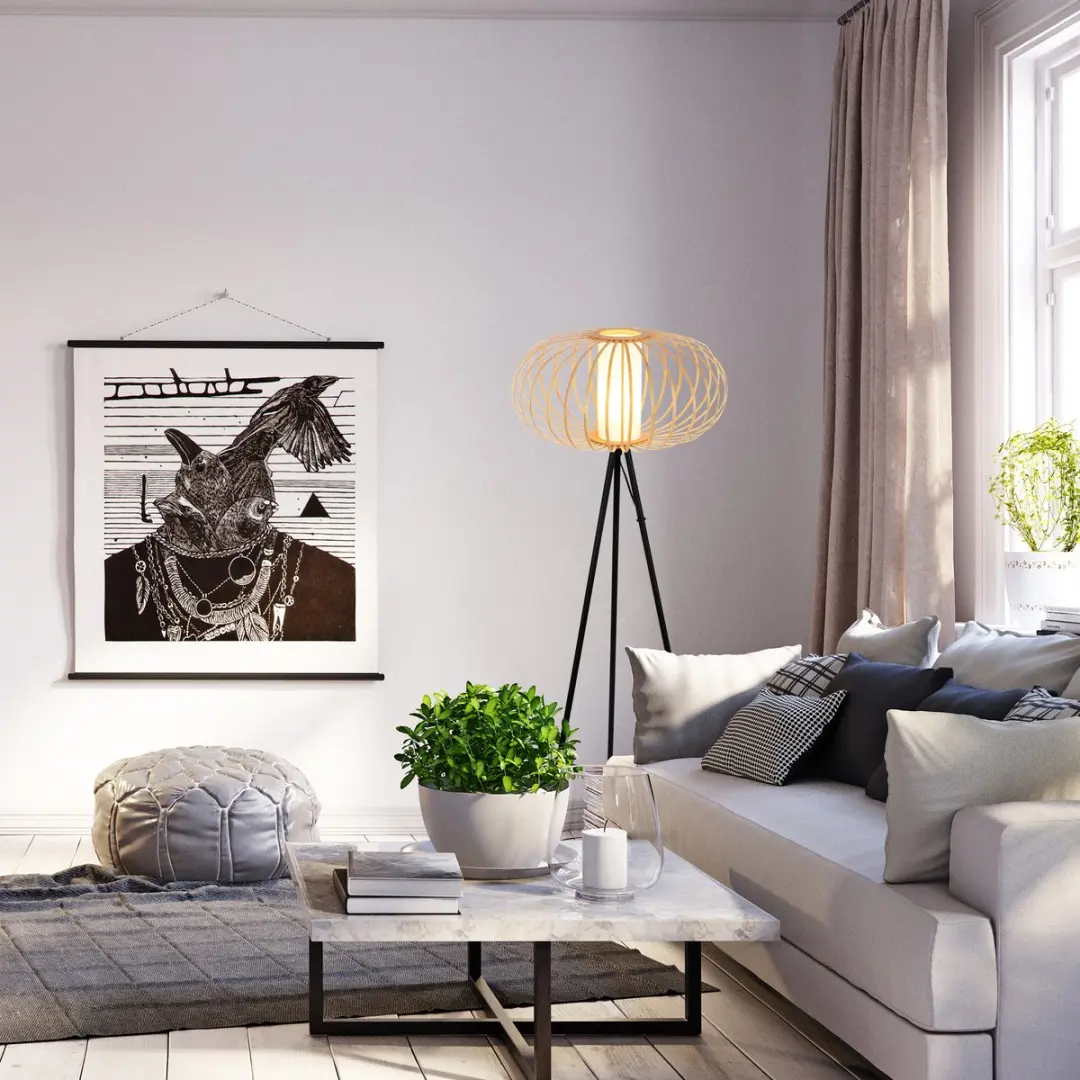 Briloner Rotti Vloerlamp - 153 cm - Houtkleurig