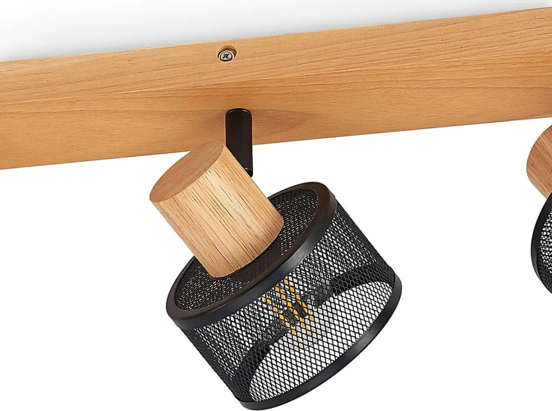 Lindby Buitenspot 3-lichts E14 - Zwart/licht hout