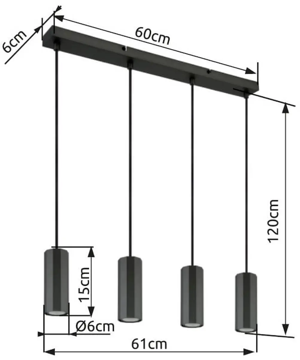 Globo James Hanglamp 8x250W - Mat Grijs