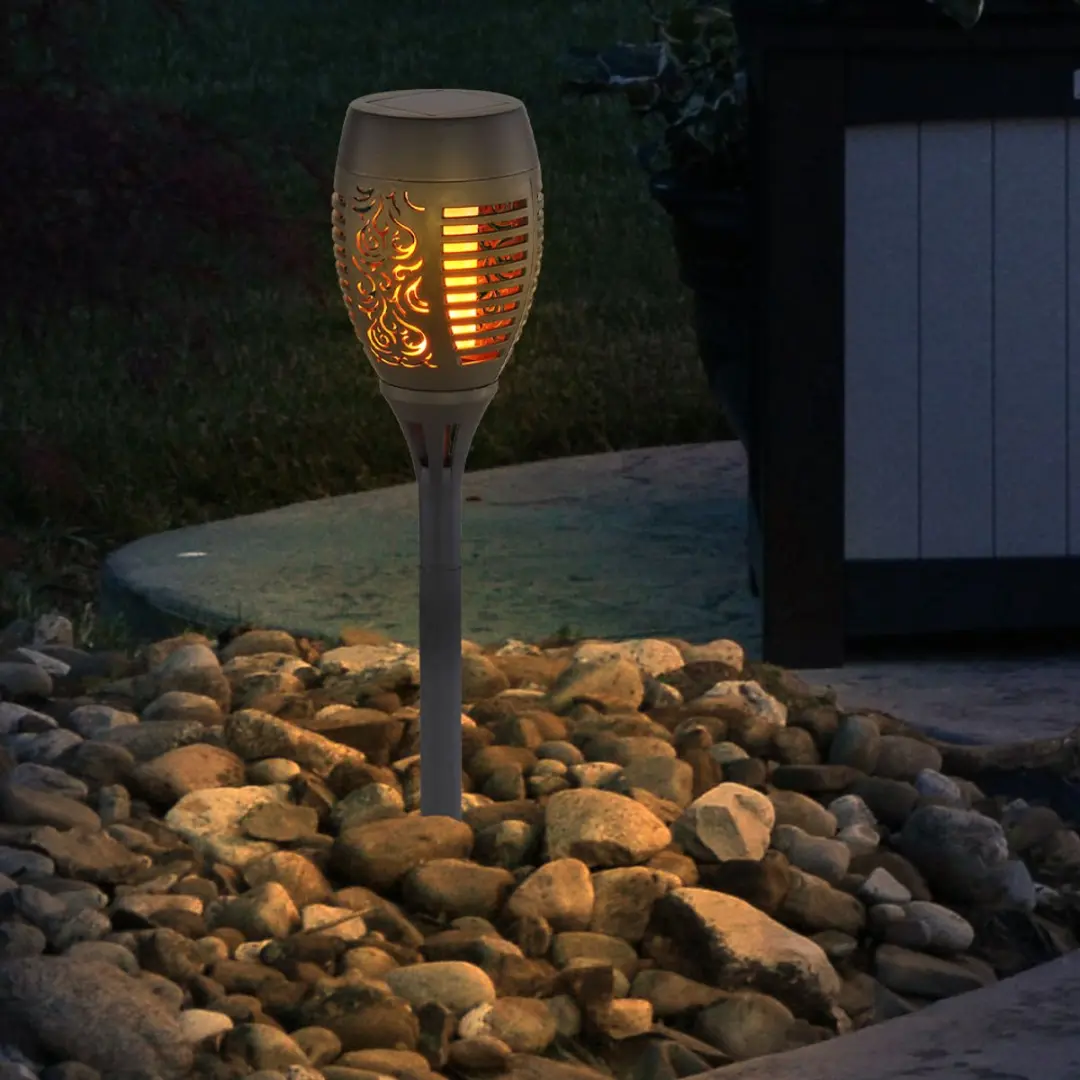 Globo Solarlamp Brandeffect Insteeklamp Zwart - 9,5x49,5cm