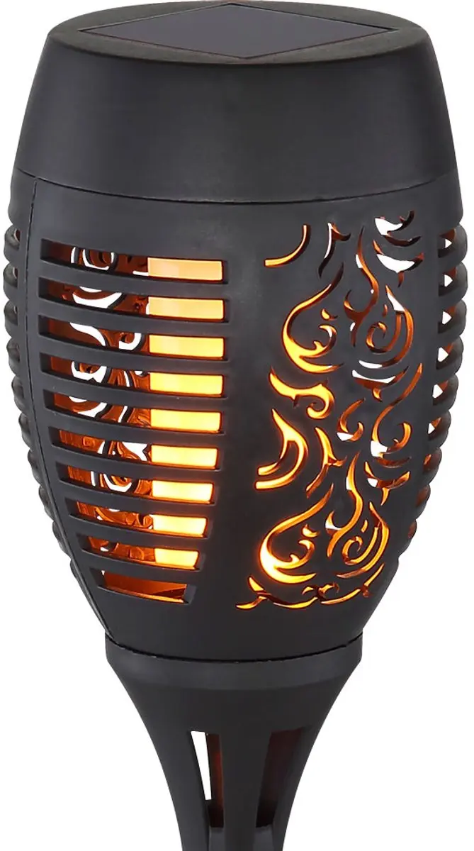 Globo Solarlamp Brandeffect Insteeklamp Zwart - 9,5x49,5cm