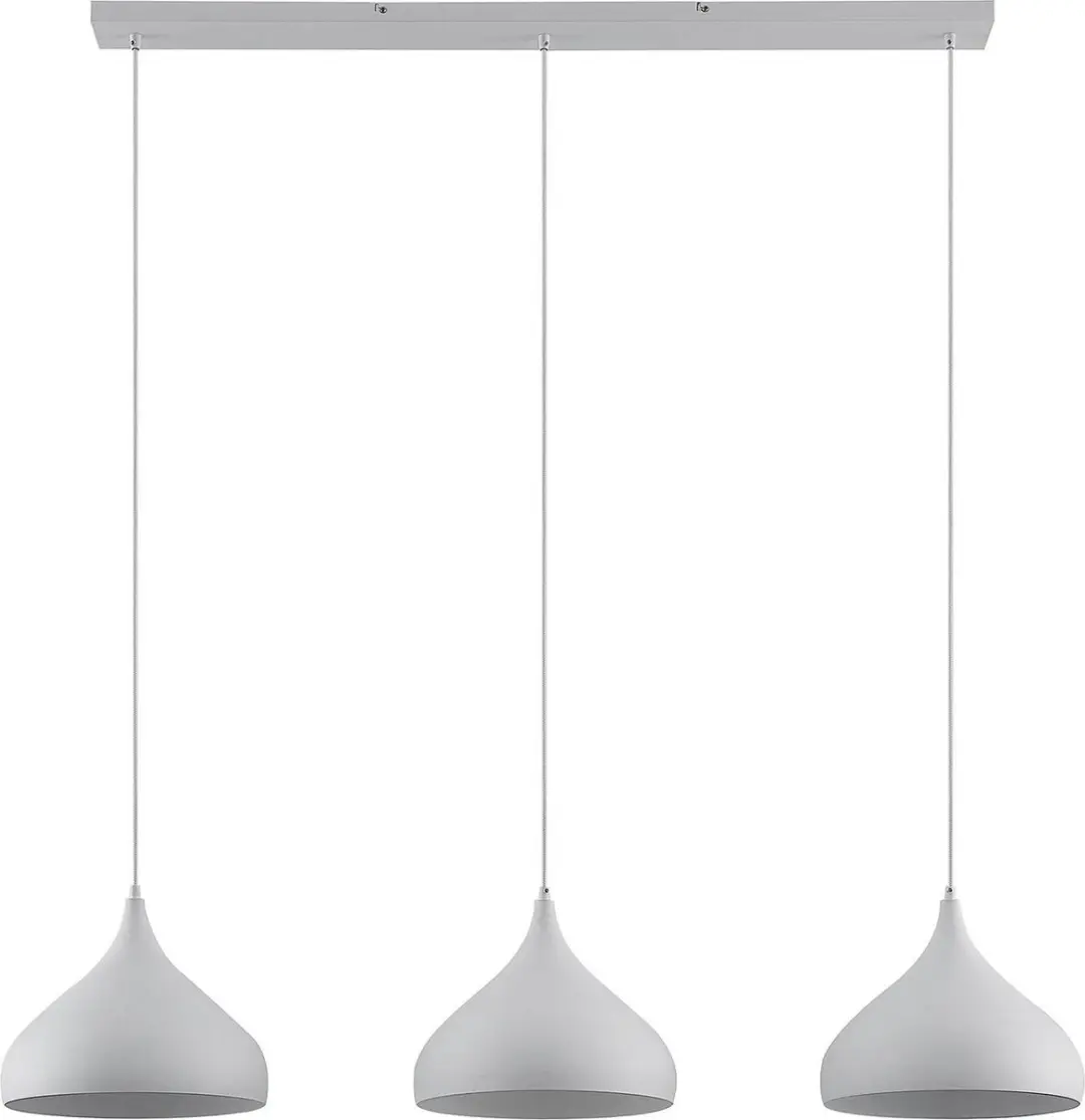 Lindby Hanglamp 3-lichts Staal Aluminium - 3x60W E27 - Ø31cm - Wit mat