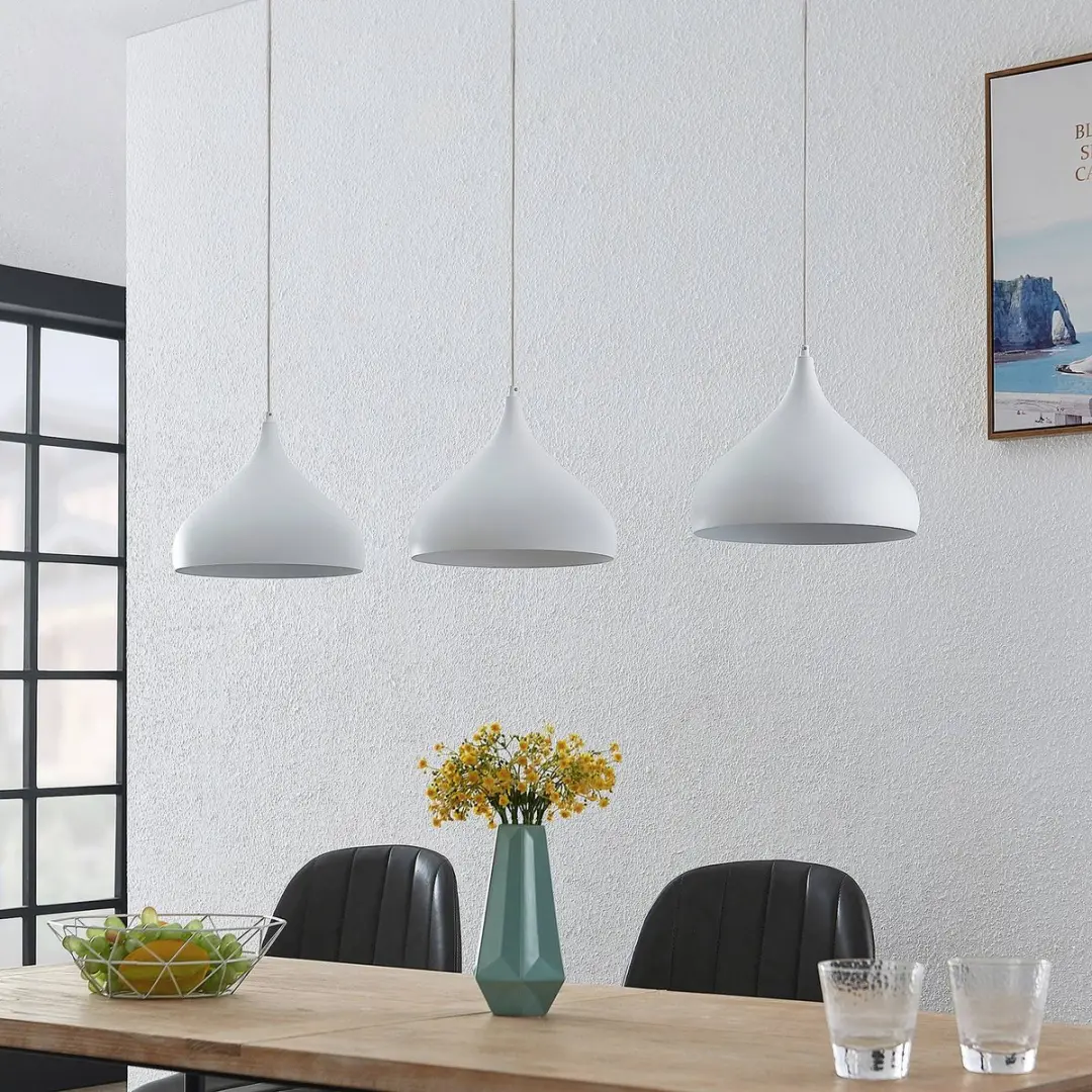 Lindby Hanglamp 3-lichts Staal Aluminium - 3x60W E27 - Ø31cm - Wit mat