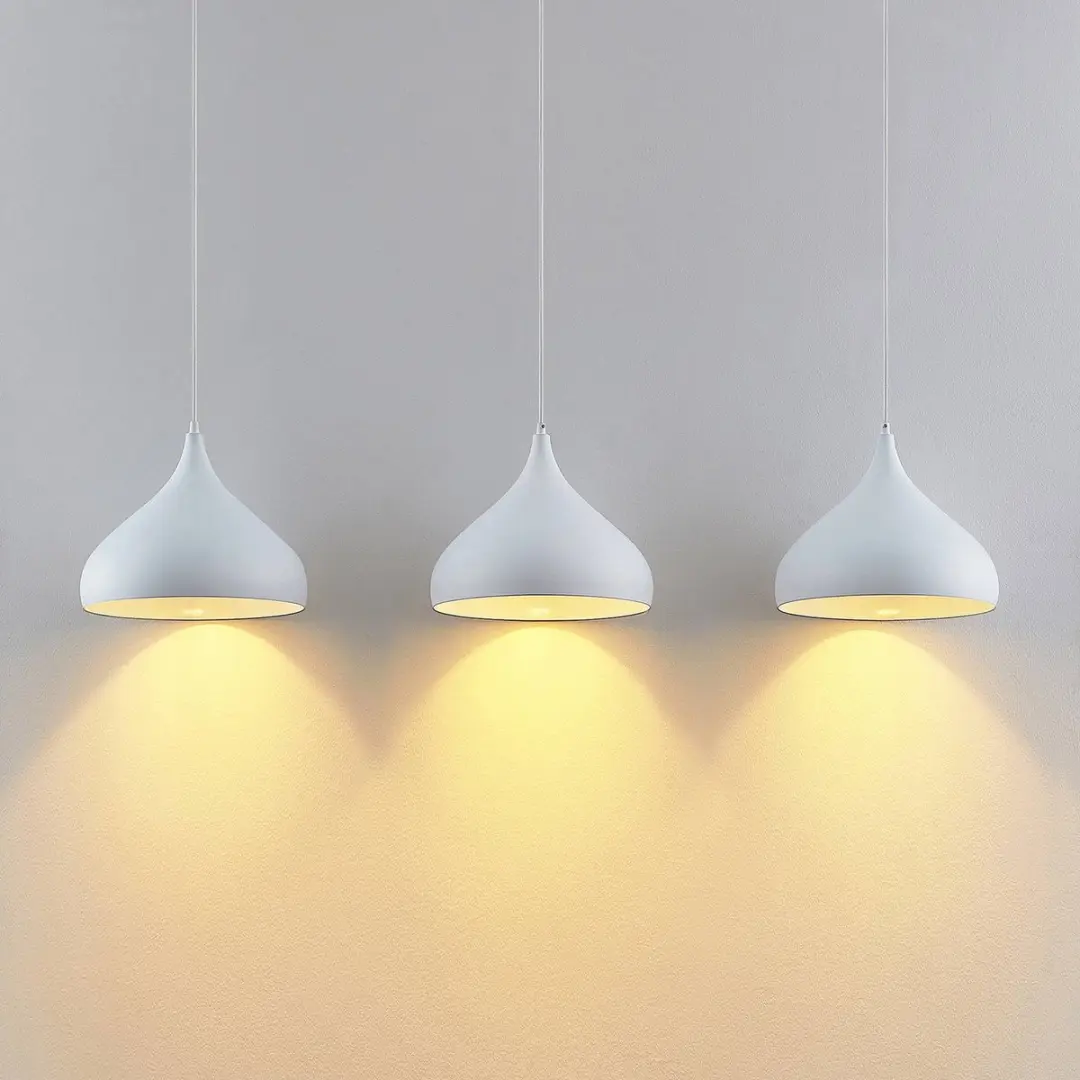 Lindby Hanglamp 3-lichts Staal Aluminium - 3x60W E27 - Ø31cm - Wit mat