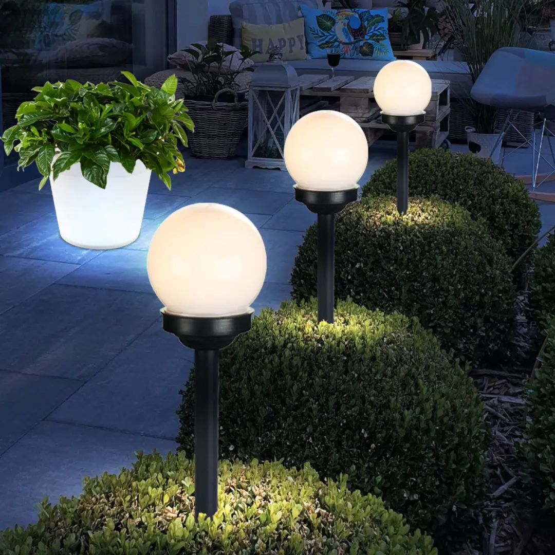 Globo Solar Lamp Set - 4 Stuks - Ø10cm - Wit