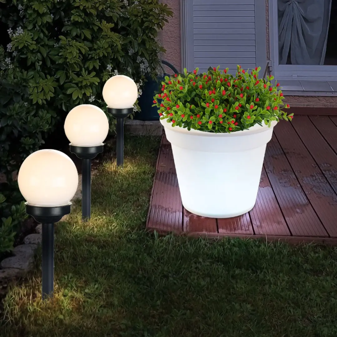 Globo Solar Lamp Set - 4 Stuks - Ø10cm - Wit