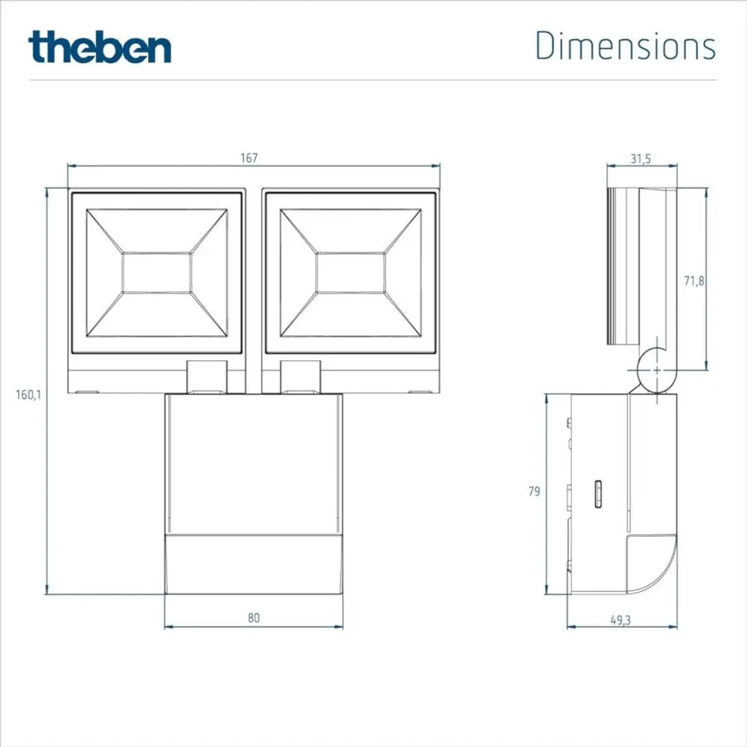 Theben theLeda S20L LED Buitenlamp 20W - 2x840lm - 4000K - Wit