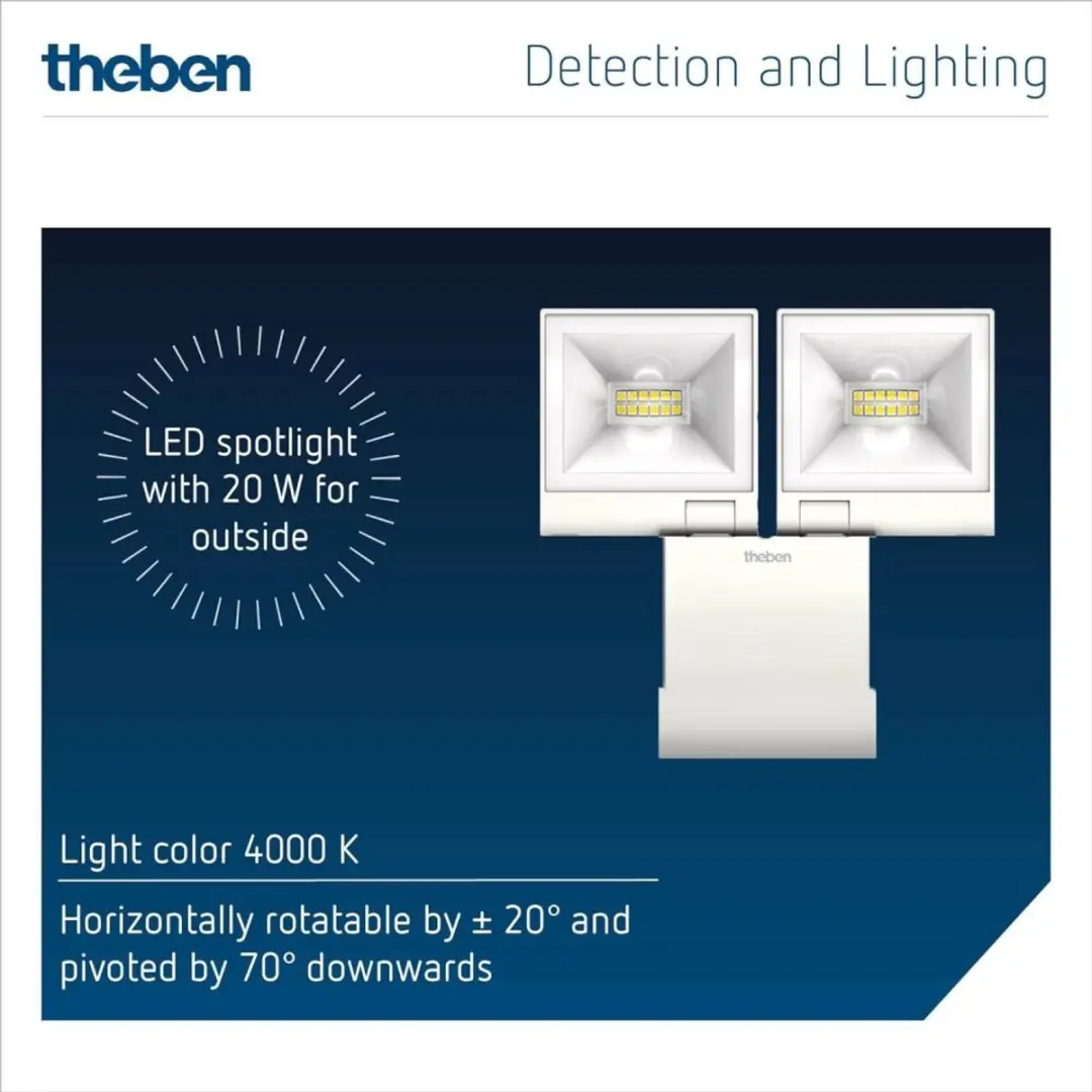 Theben theLeda S20L LED Buitenlamp 20W - 2x840lm - 4000K - Wit