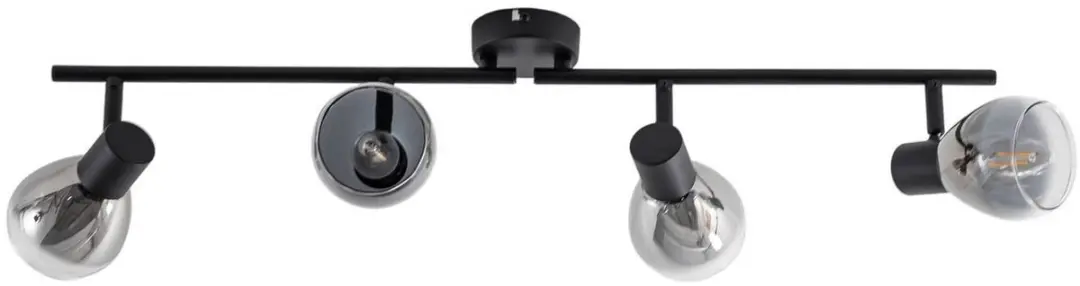 Lindby Plafondlamp 4 Lichtpunten - 10W - Rookgrijs/Mat Zwart